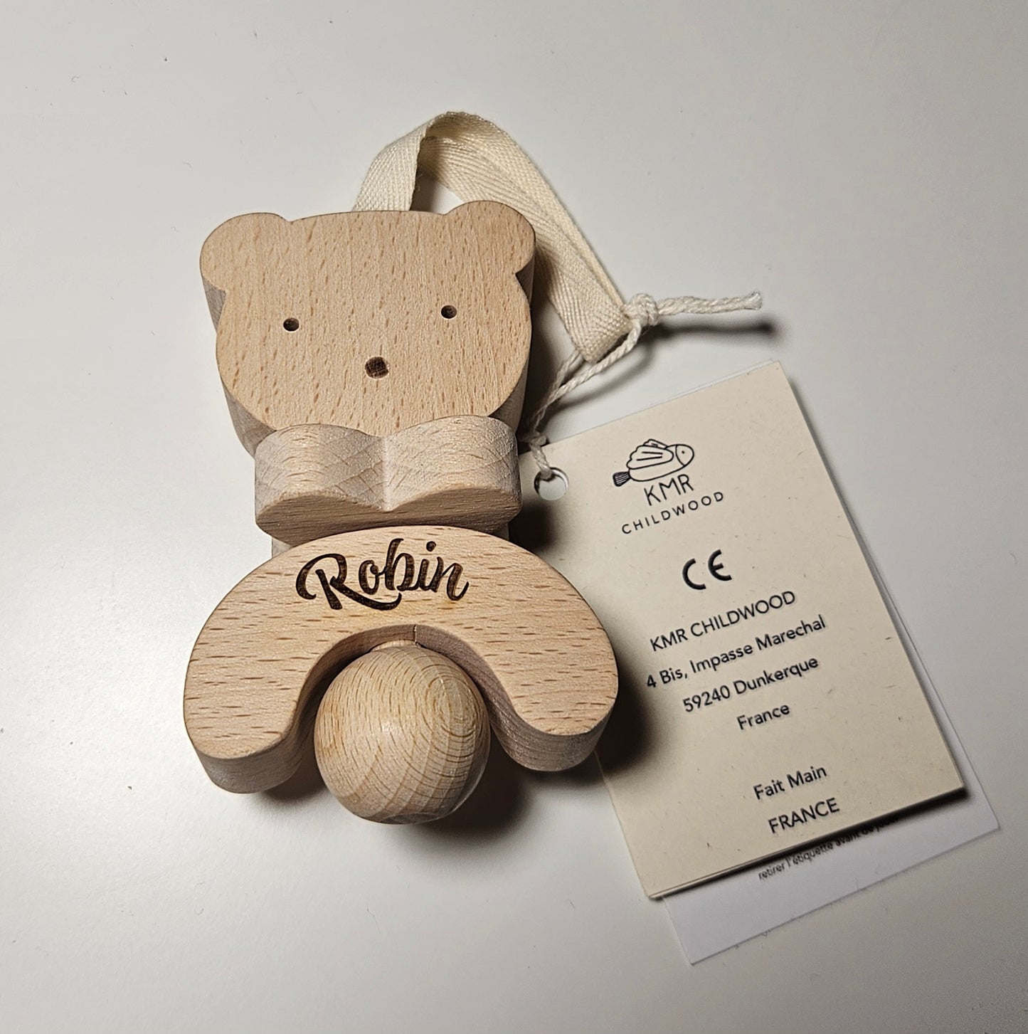 🐻OURS en bois personnalisable par gravure laser – Jouet naturel pour bébé 🌿