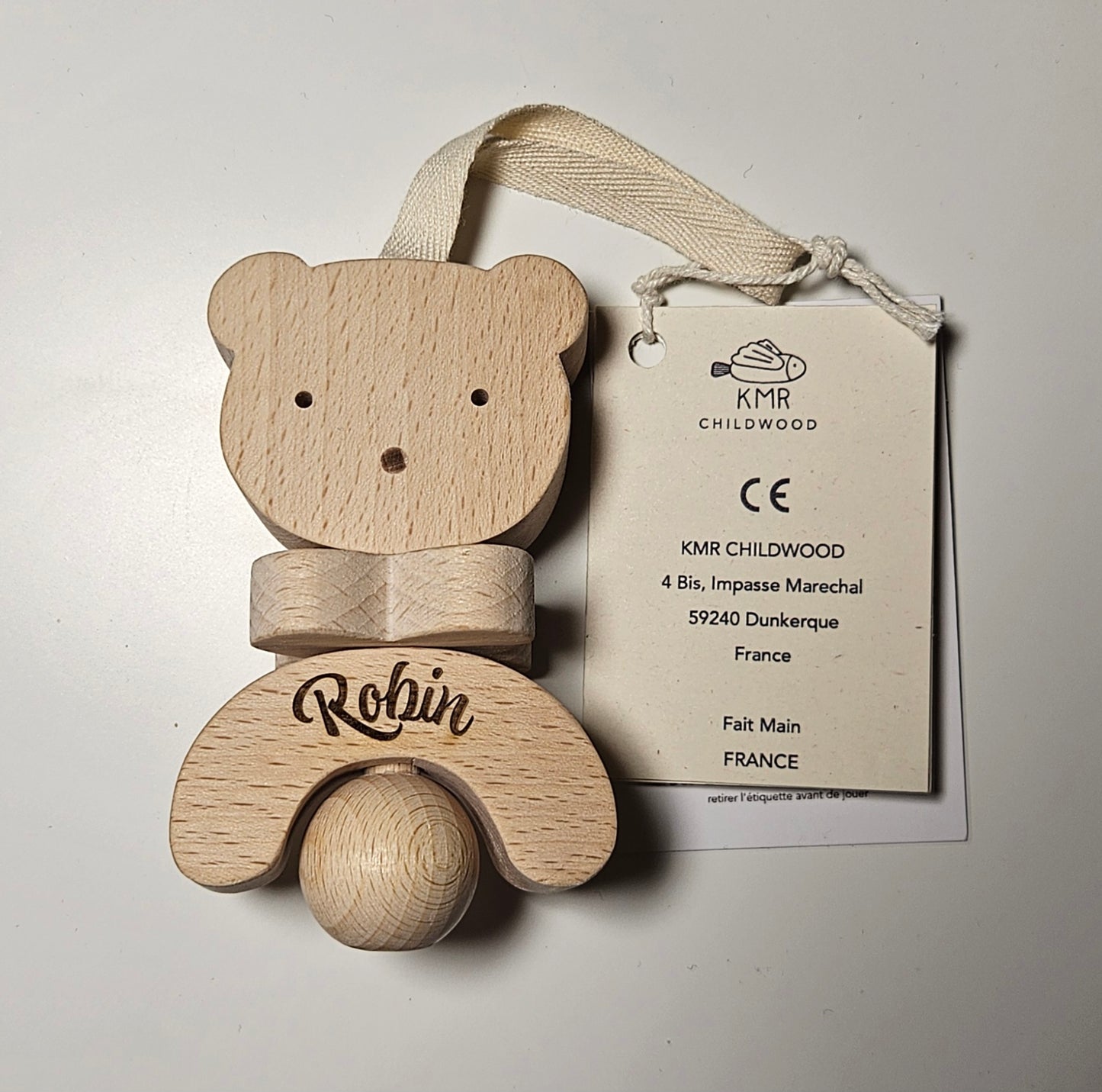 🐻OURS en bois personnalisable par gravure laser – Jouet naturel pour bébé 🌿