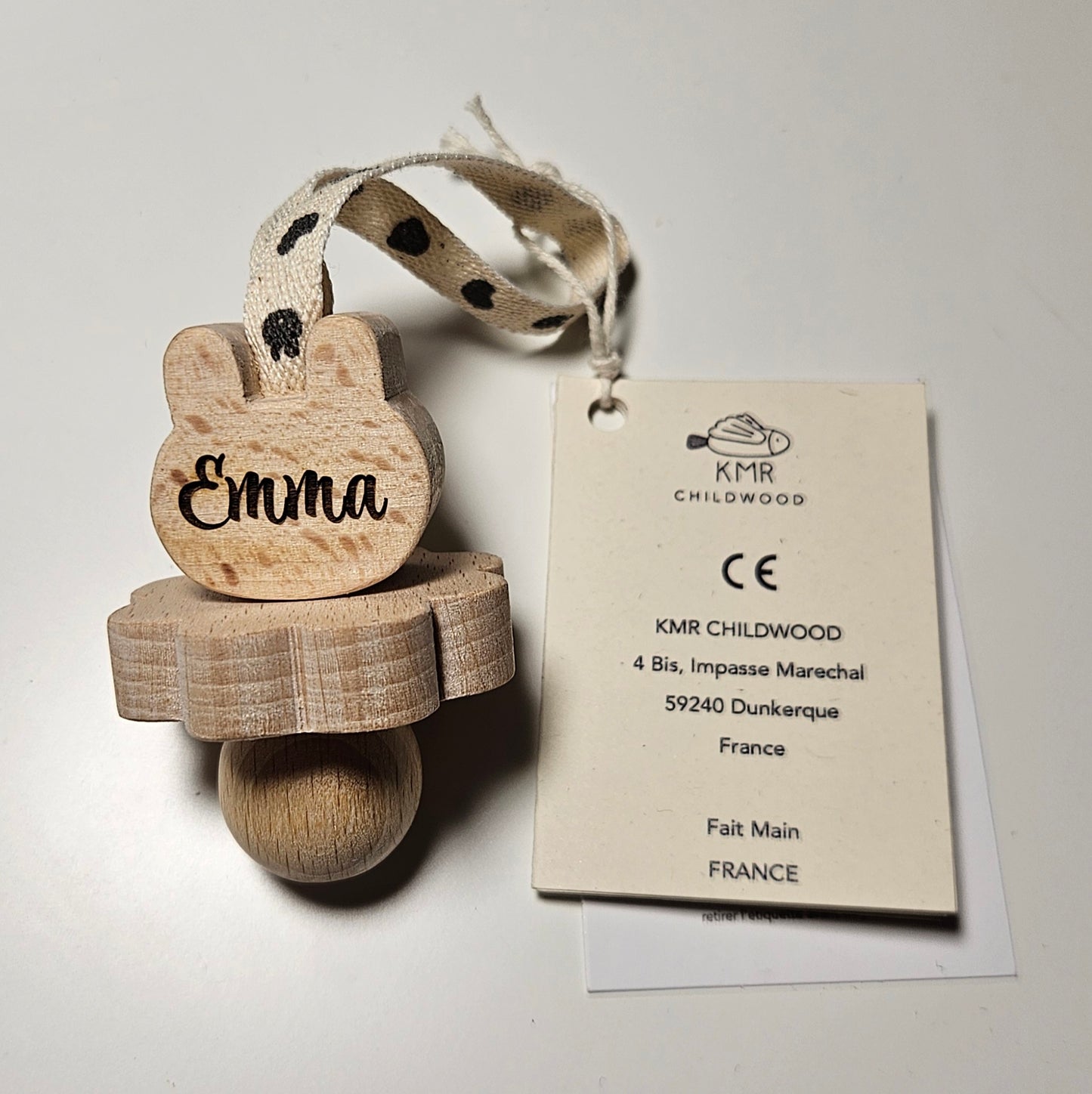 🦆 CANARD – Hochet en bois artisanal personnalisable par gravure laser 🌿